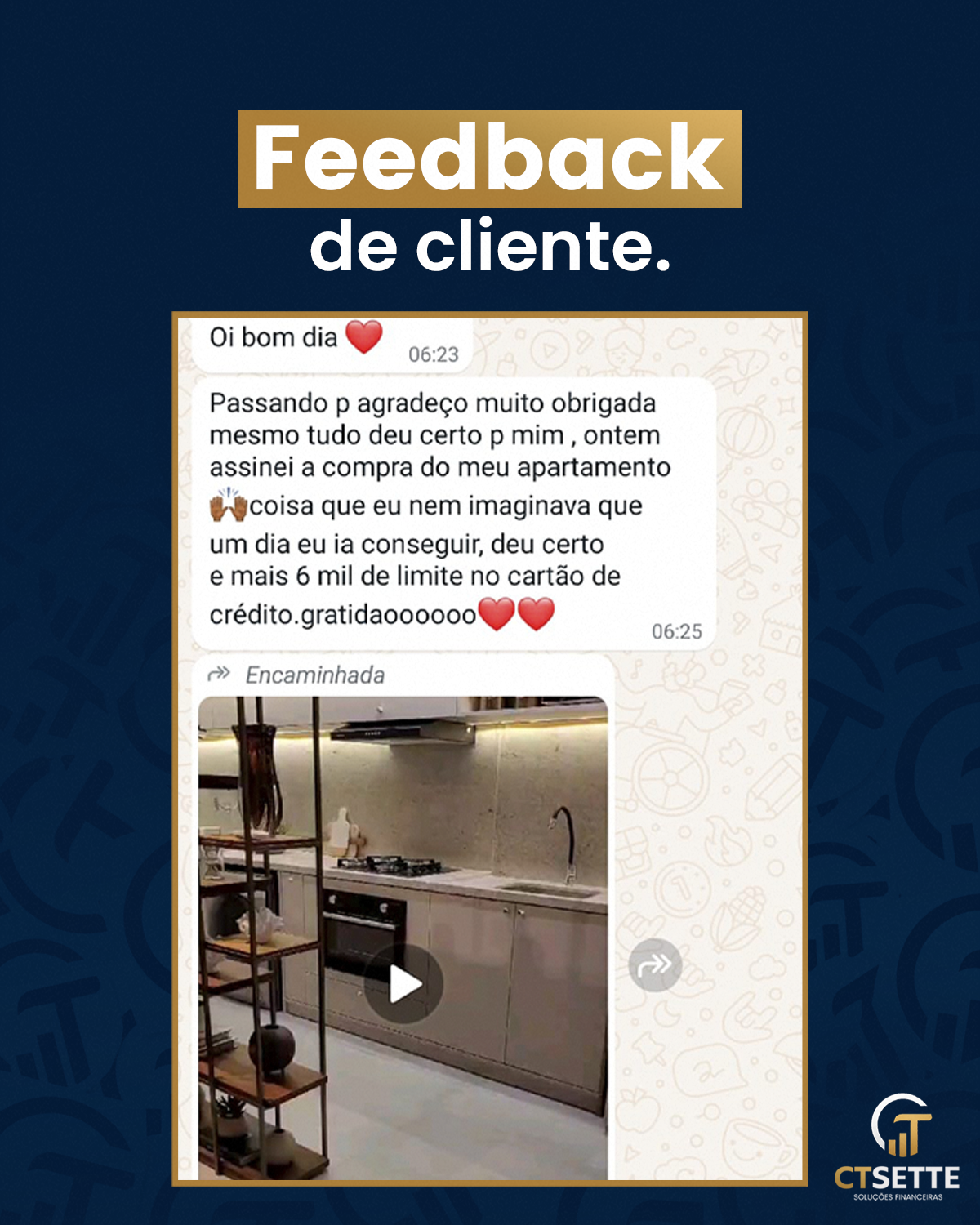 Depoimento de cliente sobre aprovação de financiamento imobiliário